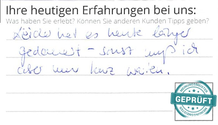 Digitalisierter Text des Meinungsmeister Bewertungsbogens