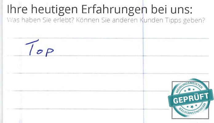 Digitalisierter Text des Meinungsmeister Bewertungsbogens