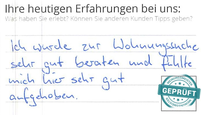 Digitalisierter Text des Meinungsmeister Bewertungsbogens