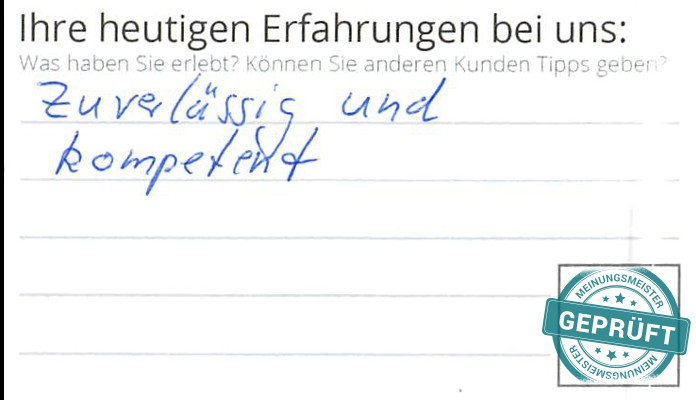 Digitalisierter Text des Meinungsmeister Bewertungsbogens