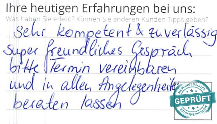 Digitalisierter Text des Meinungsmeister Bewertungsbogens