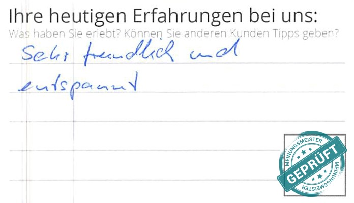 Digitalisierter Text des Meinungsmeister Bewertungsbogens