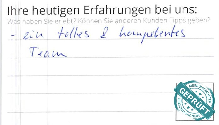 Digitalisierter Text des Meinungsmeister Bewertungsbogens