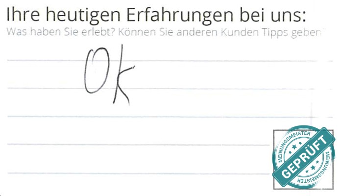 Digitalisierter Text des Meinungsmeister Bewertungsbogens