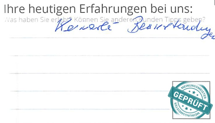Digitalisierter Text des Meinungsmeister Bewertungsbogens