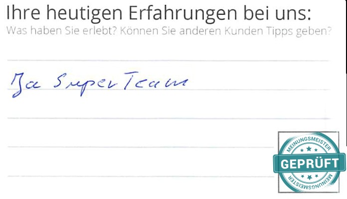 Digitalisierter Text des Meinungsmeister Bewertungsbogens