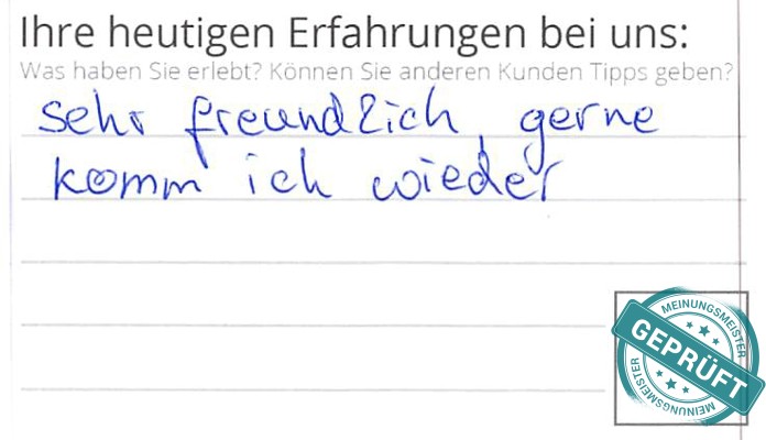Digitalisierter Text des Meinungsmeister Bewertungsbogens