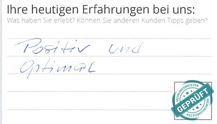 Digitalisierter Text des Meinungsmeister Bewertungsbogens