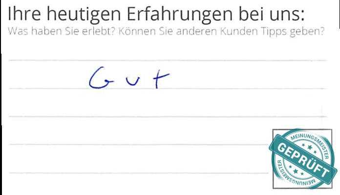 Digitalisierter Text des Meinungsmeister Bewertungsbogens