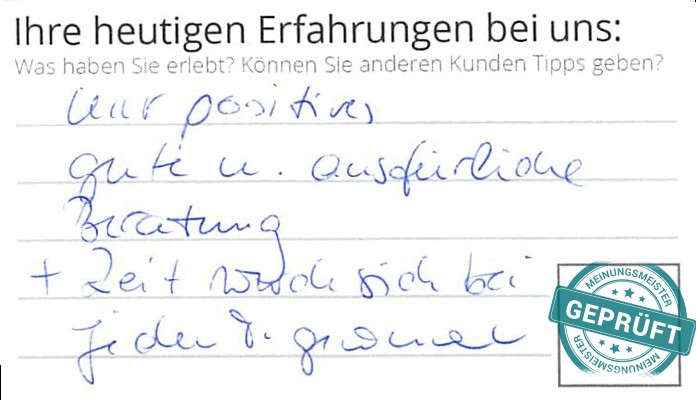 Digitalisierter Text des Meinungsmeister Bewertungsbogens