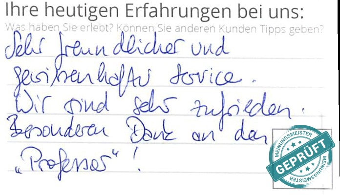 Digitalisierter Text des Meinungsmeister Bewertungsbogens