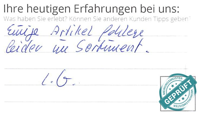 Digitalisierter Text des Meinungsmeister Bewertungsbogens