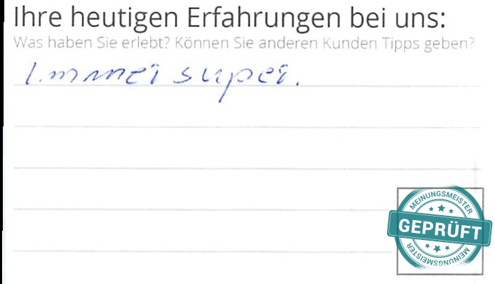 Digitalisierter Text des Meinungsmeister Bewertungsbogens