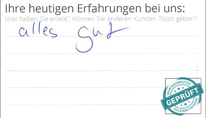 Digitalisierter Text des Meinungsmeister Bewertungsbogens