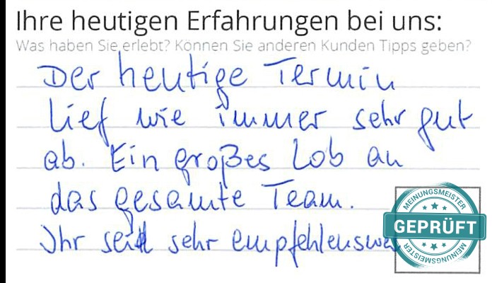 Digitalisierter Text des Meinungsmeister Bewertungsbogens