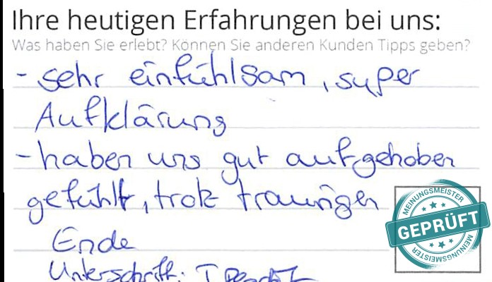 Digitalisierter Text des Meinungsmeister Bewertungsbogens