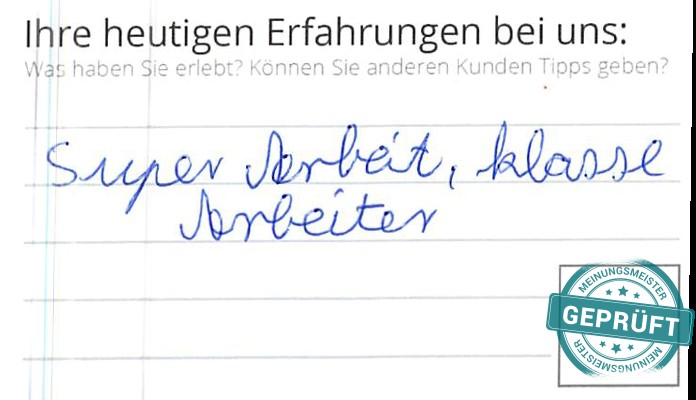 Digitalisierter Text des Meinungsmeister Bewertungsbogens