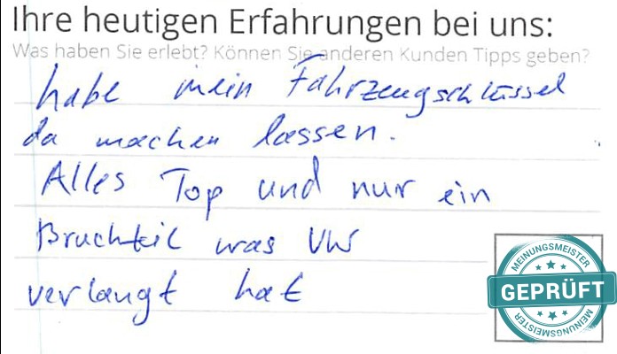 Digitalisierter Text des Meinungsmeister Bewertungsbogens