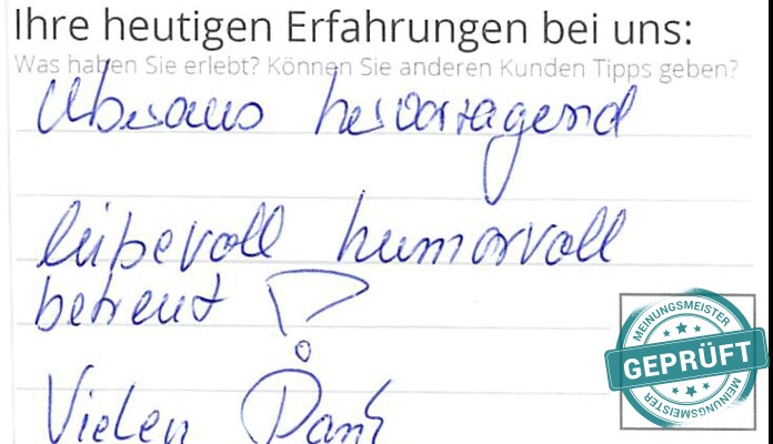 Digitalisierter Text des Meinungsmeister Bewertungsbogens