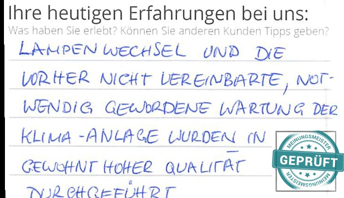 Digitalisierter Text des Meinungsmeister Bewertungsbogens