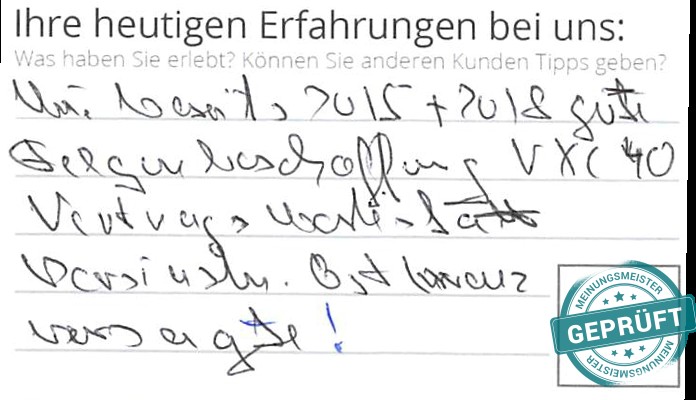 Digitalisierter Text des Meinungsmeister Bewertungsbogens