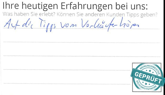 Digitalisierter Text des Meinungsmeister Bewertungsbogens