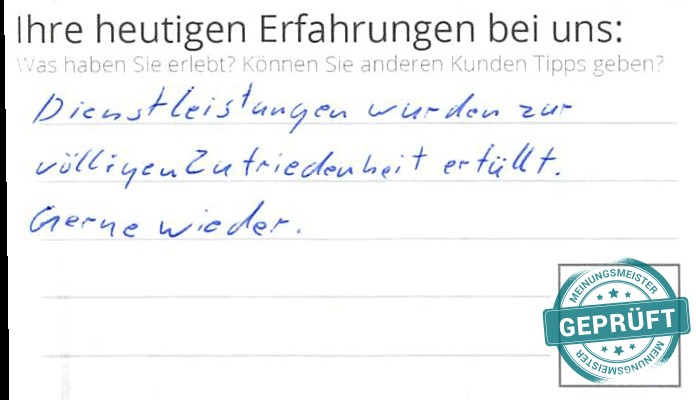 Digitalisierter Text des Meinungsmeister Bewertungsbogens