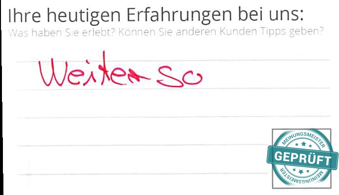 Digitalisierter Text des Meinungsmeister Bewertungsbogens