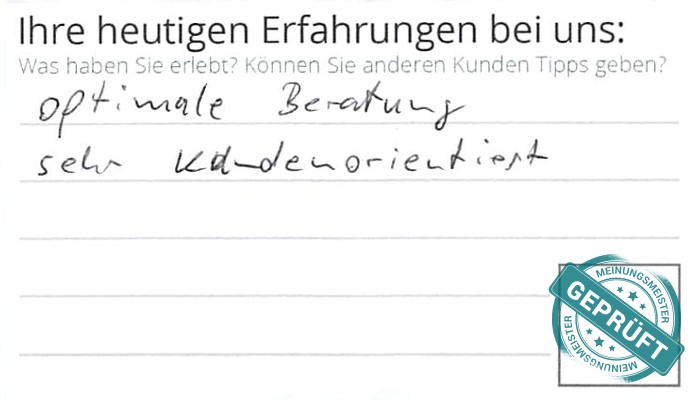 Digitalisierter Text des Meinungsmeister Bewertungsbogens