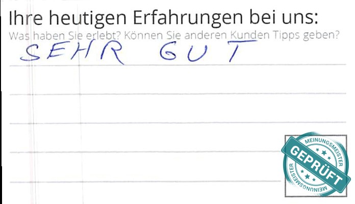 Digitalisierter Text des Meinungsmeister Bewertungsbogens