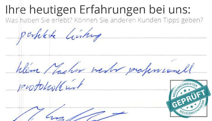 Digitalisierter Text des Meinungsmeister Bewertungsbogens