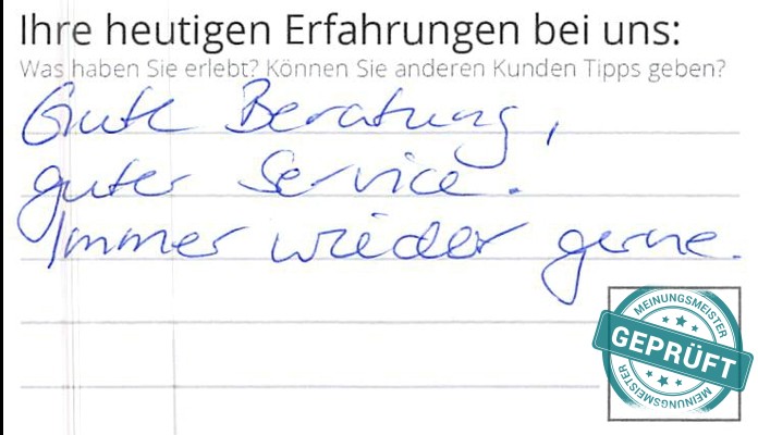 Digitalisierter Text des Meinungsmeister Bewertungsbogens