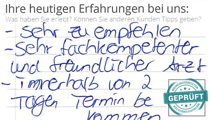 Digitalisierter Text des Meinungsmeister Bewertungsbogens