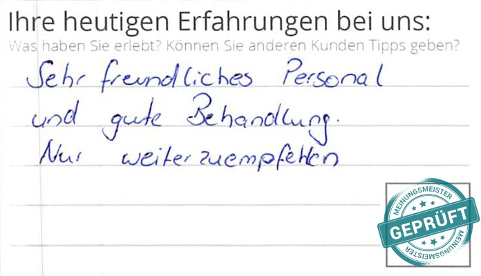 Digitalisierter Text des Meinungsmeister Bewertungsbogens