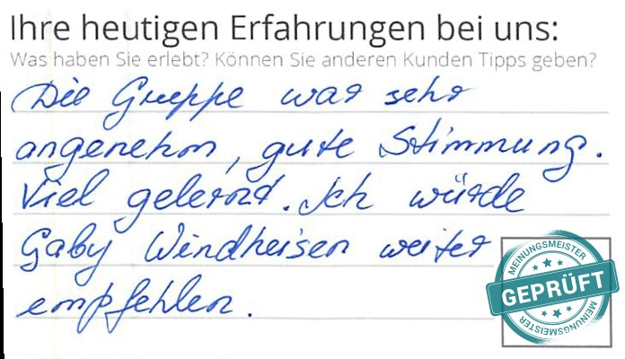 Digitalisierter Text des Meinungsmeister Bewertungsbogens