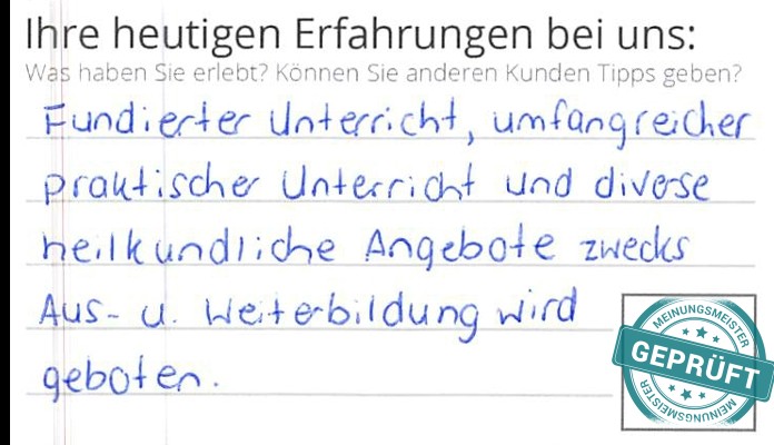 Digitalisierter Text des Meinungsmeister Bewertungsbogens