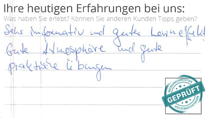 Digitalisierter Text des Meinungsmeister Bewertungsbogens