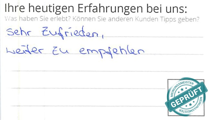 Digitalisierter Text des Meinungsmeister Bewertungsbogens