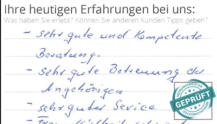 Digitalisierter Text des Meinungsmeister Bewertungsbogens