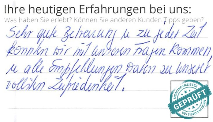 Digitalisierter Text des Meinungsmeister Bewertungsbogens