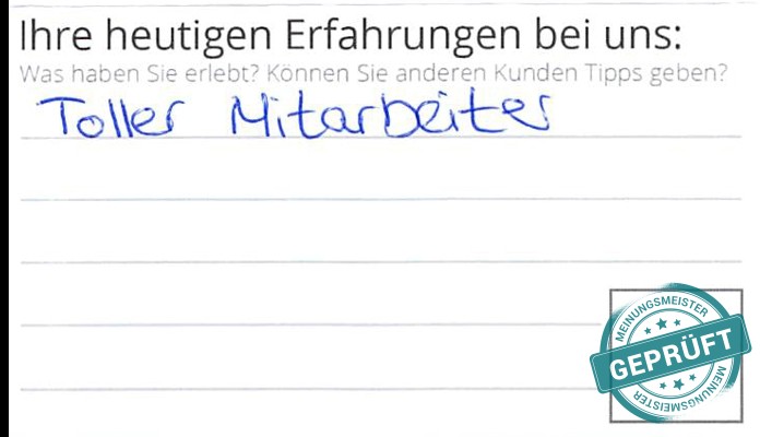 Digitalisierter Text des Meinungsmeister Bewertungsbogens