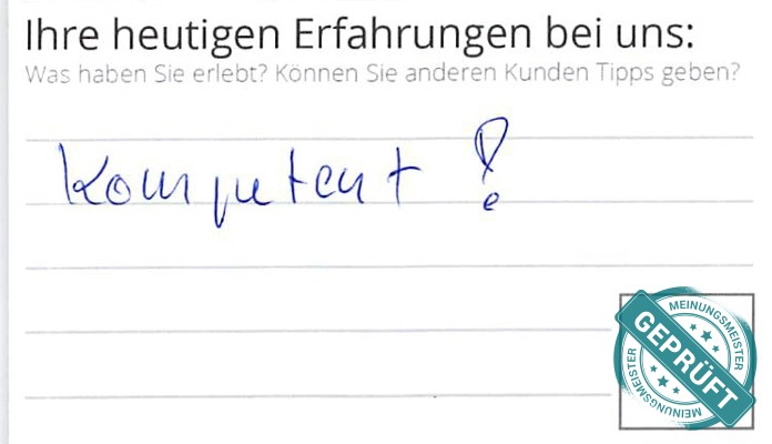 Digitalisierter Text des Meinungsmeister Bewertungsbogens