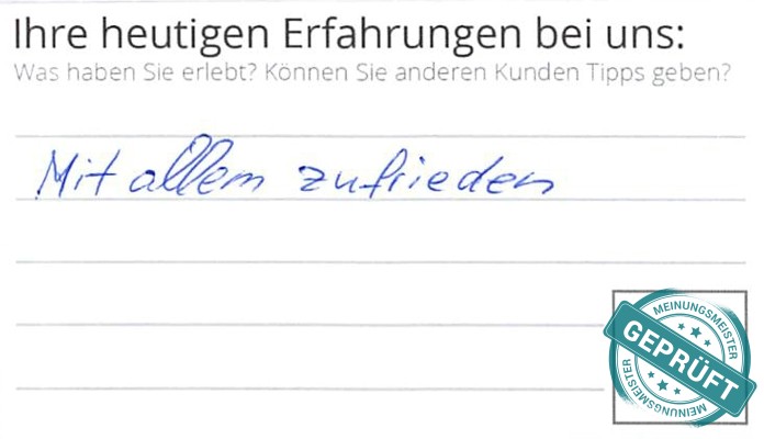 Digitalisierter Text des Meinungsmeister Bewertungsbogens