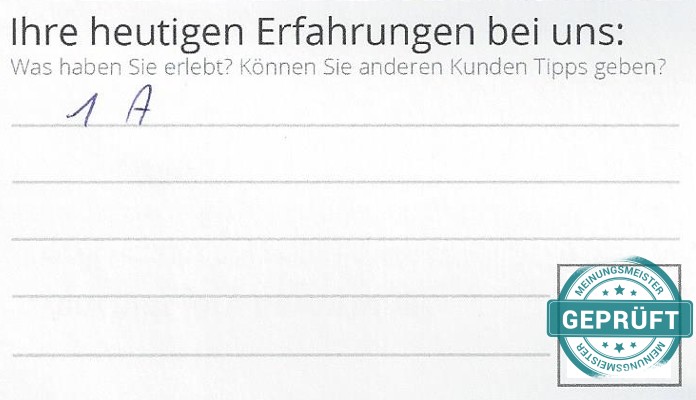 Digitalisierter Text des Meinungsmeister Bewertungsbogens
