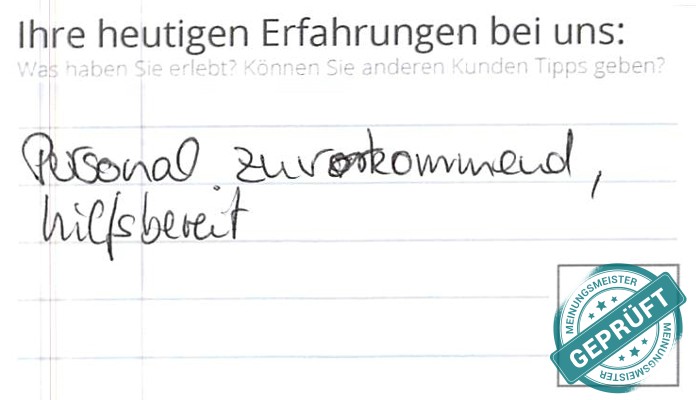 Digitalisierter Text des Meinungsmeister Bewertungsbogens