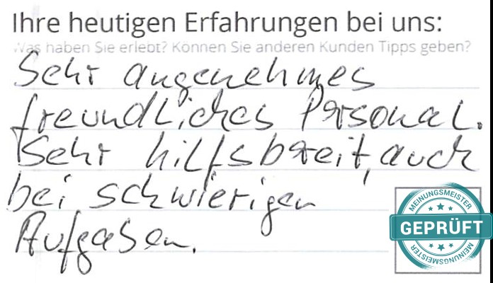 Digitalisierter Text des Meinungsmeister Bewertungsbogens