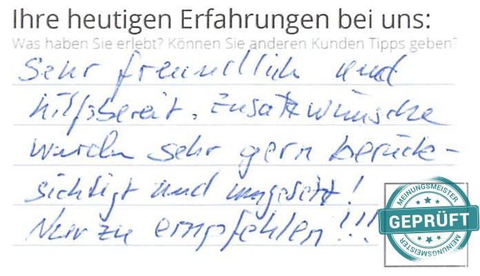 Digitalisierter Text des Meinungsmeister Bewertungsbogens