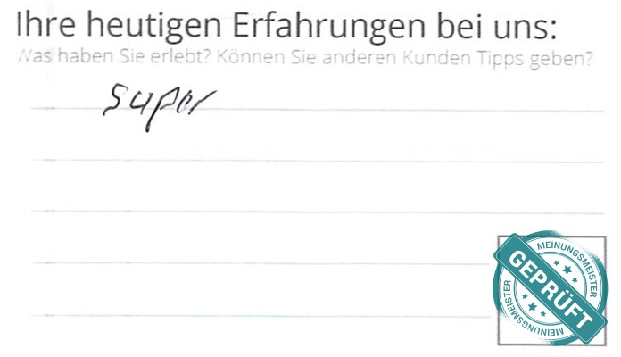 Digitalisierter Text des Meinungsmeister Bewertungsbogens