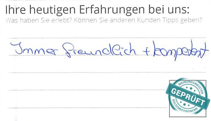 Digitalisierter Text des Meinungsmeister Bewertungsbogens