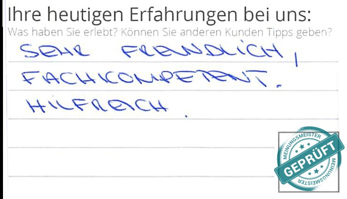 Digitalisierter Text des Meinungsmeister Bewertungsbogens